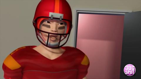 Nasty Teen Cheerleader Sucks QB's Hard Pole in Locker Room: 3D Cartoony explicit Fun!