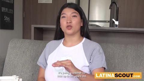 Latina Teen's Massive Boobs Devoured, Titty Fucked & Rough Face Sucked Upside Down by Steven Hard