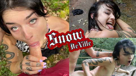 Tiny tattooed slut taken rough outdoors like a dog