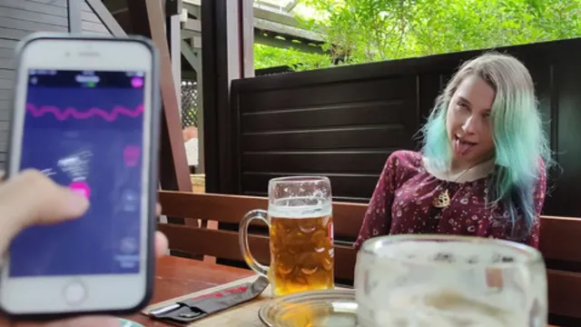 Controlled remote climax🚀 with my girlfriend at the bar!