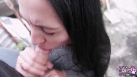 Dirty roadside blowjobs, sloppy swallow cum and nasty outdoor cum explosion