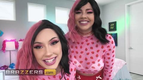 Sneaky lookalikes Jazmin and Bella take turns pleasing Bruce