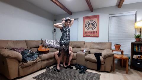 Party groupie swallows and fucks post-Halloween
