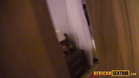 Raunchy amateur black chick gets her fat melons devoured in a morning blowout