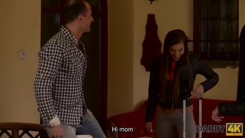 Daddy4K Attractive stepdad joins FFM trio with stepsisters Eveline
