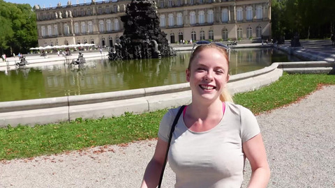 Public slut crowned queen at Herrenchiemsee Castle with a sperm fountain!