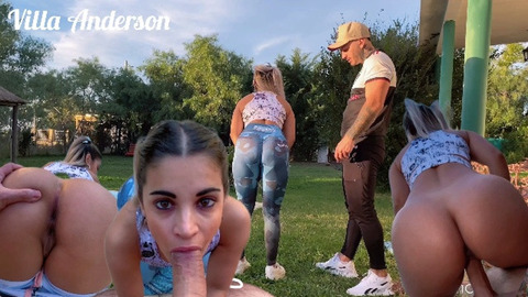 Me get banged raw by a perverted trainer in a neighbor's yard, for free!