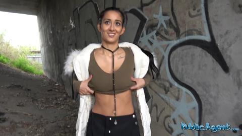 Public teen flaunts massive breasts & petite booty while flashing massive erected cock🌭 outside, publicly erotic.