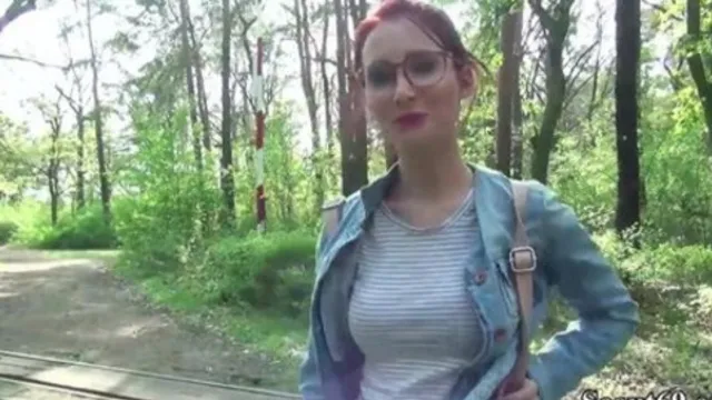German Scout - Redhead Teen Lia in Public Casting Scene (Lia Louise)