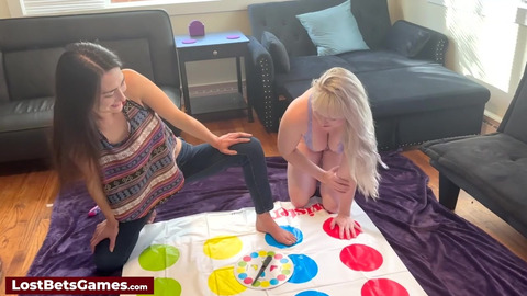 Naked lesbians playing with twists