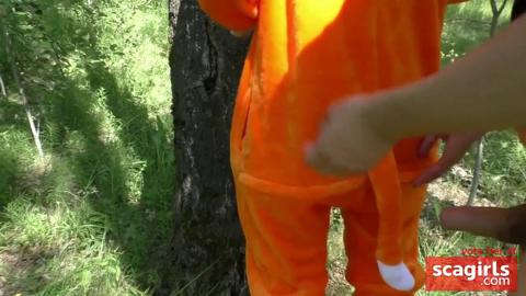 Wild redhead fox babe gets public creampie, her beauty screams