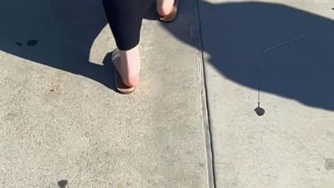 College cutie White Torta's juicy booty exposed in candid walk-off
