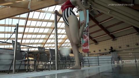 Totally ravaged by horny🥵 studs on pool deck, Lada's juicy booty glistens