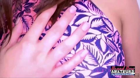 A sultry brunette strips down and eagerly receives massive dildos into her moist folds”